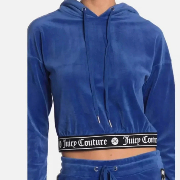 Juicy Couture Tops - Juicy Couture Women's  Ming Blue Medium Velour Cropped Hoodie
